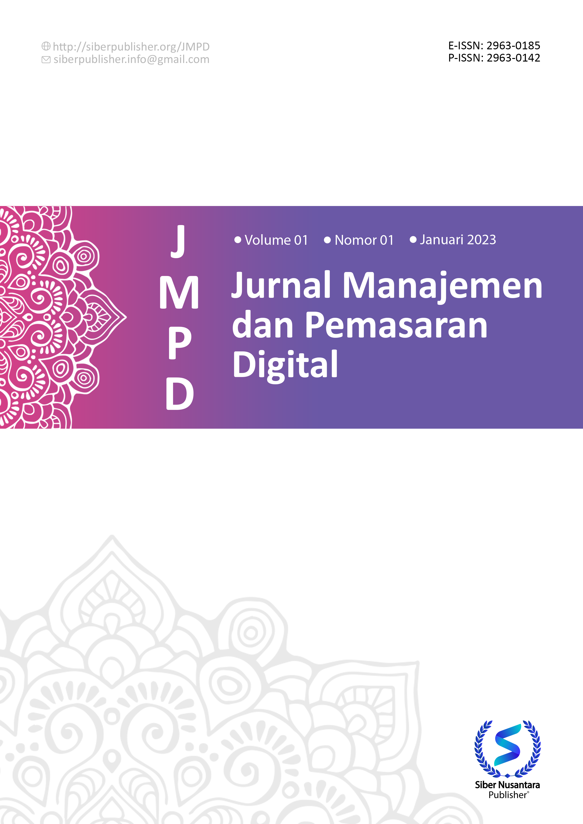 					View Vol. 1 No. 1 (2023): Jurnal Manajemen dan Pemasaran Digital (Januari-Maret 2023)
				
